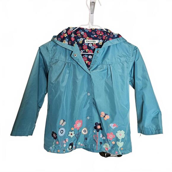 Trendy Children's Rain Jacket with Floral Pattern - Picture 1 of 3